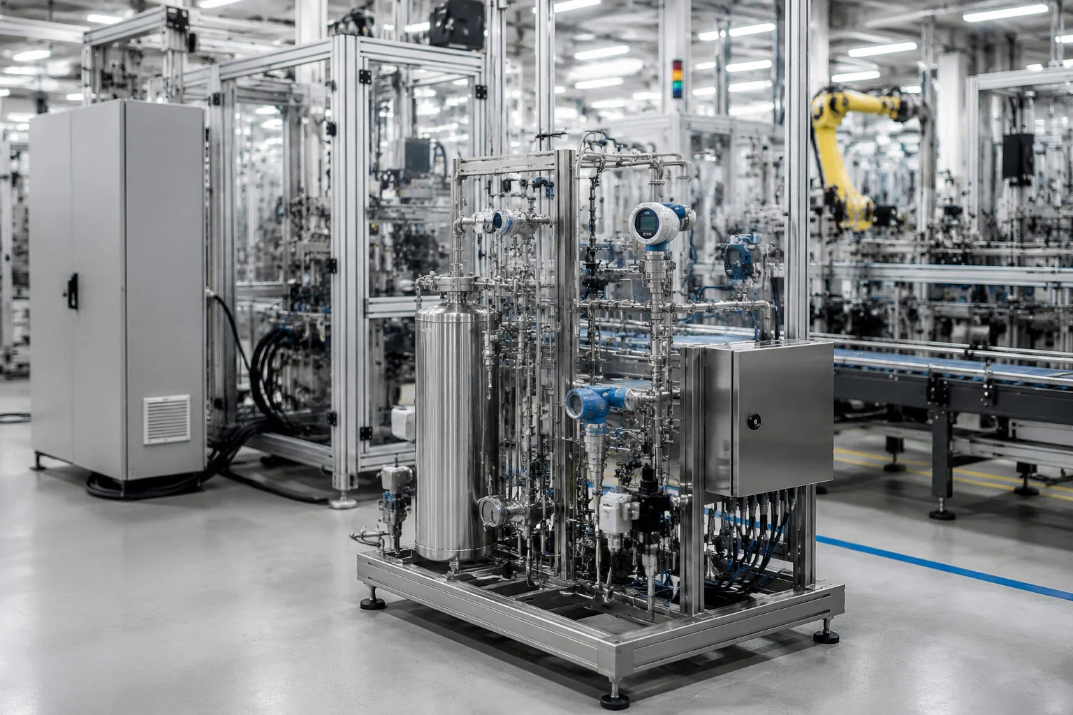 Prozesstransmitter integriert in eine automatisierte industrielle Produktionslinie