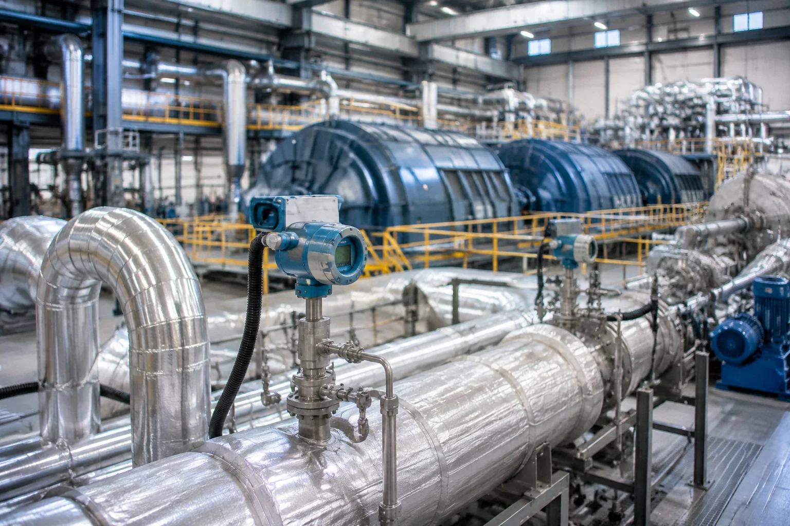 Druck- und Temperaturtransmitter zur Überwachung von Rohrleitungen in einer Energieerzeugungsanlage